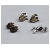 3 Sets of Sterling Silver Screwback Earrings