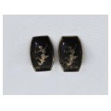Pair SIAM NIELLO Sterling Silver Clip Earrings