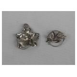 2 Vintage Sterling Silver Brooches