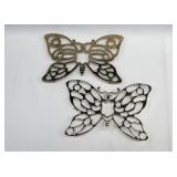 2 Larged Leonard Silver Plate Butterfly Trivets