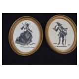 Vintage Hand-Stitched Needlepoint Silhouettes