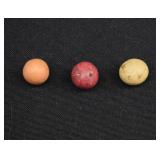 3- Antique 19th Century Clay Marbles