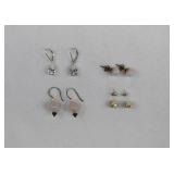 4 Pairs Sterling Silver Earrings