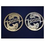 2- Pisces Brass Wall Hanging Cooking Trivets