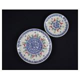 2 Polish Pottery RING AROUND THE REINDEER Plates