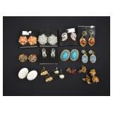 14 Pairs Clip/Screwback Costume Jewelry Earrings