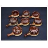 8 Vintage Brown Glaze French Onion Soup Crocks