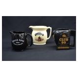 3 Vintage Whiskey Advertising Pub Water Pitchers