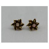 Pair Fire Opal Set in 14kt Gold Earrings