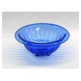Hazel Atlas Cobalt Pillar Optic Glass Mixing Bowl