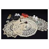 LOT- Assorted Doilies, Napkin Ring +
