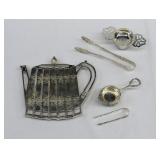 LOT- Assorted Silver Plate Trivets, Tea Strainers