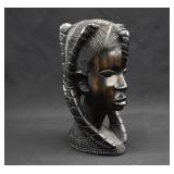 Carved African Ebony Tribal Female Woman Bust