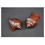 Pair of Hand Carved Ironwood Conch Shells