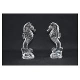 Pair Waterford Crystal SEAHORSE LOGO Figurines