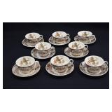 8 Johnson Bros. WILD TURKEYS Cup & Saucer Sets