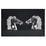 Pair Italian CRYSTAL CLEAR Horse Head Scuptures
