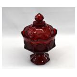 Fostoria Ruby Red COIN GLASS Lidded Wedding Bowl