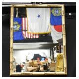 Vintage White Washed Bamboo Framed Mirror