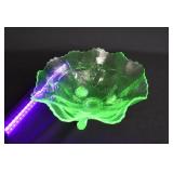 Fenton Uranium Art Glass STAG & HOLLY Bowl