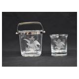 Etched Glass Anheuser-Busch Ice Bucket & Cigar Cup