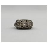 Deco Trilogy Platinum, 5 Diamond & Sapphire Ring