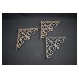 3-Heavy Cast Iron Scroll Shelf Brackets