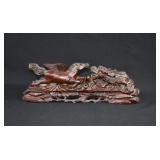 Carved Rosewood Pegusus Vs Dragon Sculpture