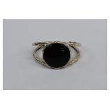 Barse Sterling Silver & Onyx BAMBOO Cuff Bracelet