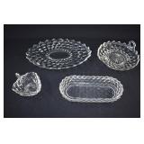 4 Fostoria American Clear Glass Serving Pieces