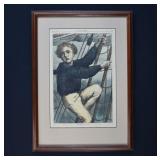 1870 Colored Engraving GOING ALOFT