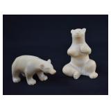 Pair of Hand Carved Alabaster Polar Bears
