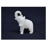 Carved White Onyx Elephant Figurine