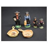 Assorted Cast Iron Amish Figurines & Mini Skillet
