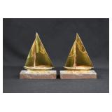 MCM Brutalist Brass & Copper Sailboat Bookends