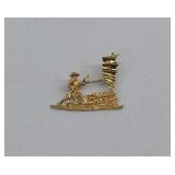 14kt Gold Chinese Junk Brooch