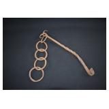 Antique Forged Iron Fireplace Kettle Hook & Chain