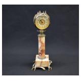 French Red Vein Marble Ormolu Parlor Clock