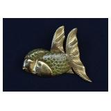 Vintage Gold Tone and Enamel Coi Fish Brooch