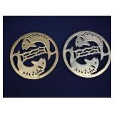 2- Pisces Brass Wall Hanging Cooking Trivets