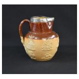 Sterling Silver Rim Doulton Lambeth Hunt Pitcher