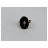 Art Deco10kt Gold, Onyx & Diamond Ring