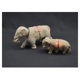 2 - 1910 German Papier-mache Elephants (1) Nodder