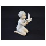 Spanish Porceval BOY HOLDING SAILBOAT Figurine