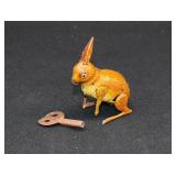 German Tin Lithograph Windup Toy Bunny with Key