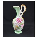 Signed TELLIE 1962 Tall Hand Painted Ewer Pitcher