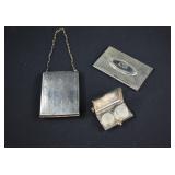 Art Deco Silver Coin Holder, Compact  Card Case