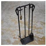 Black Forged Iron Fireplace Tool Set