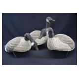 3 Mid-Century Wicker Goose Decoys