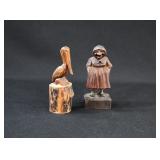 Carved Black Forest Germany- Pelican & Woman